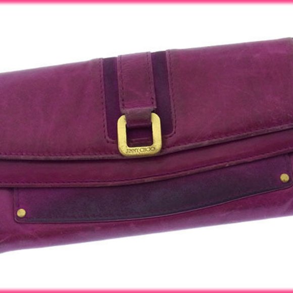 Jimmy Choo Wallet Purse Long Wallet Logo Purple Gold Woman Authentic Used Y1927 - Picture 4 of 5